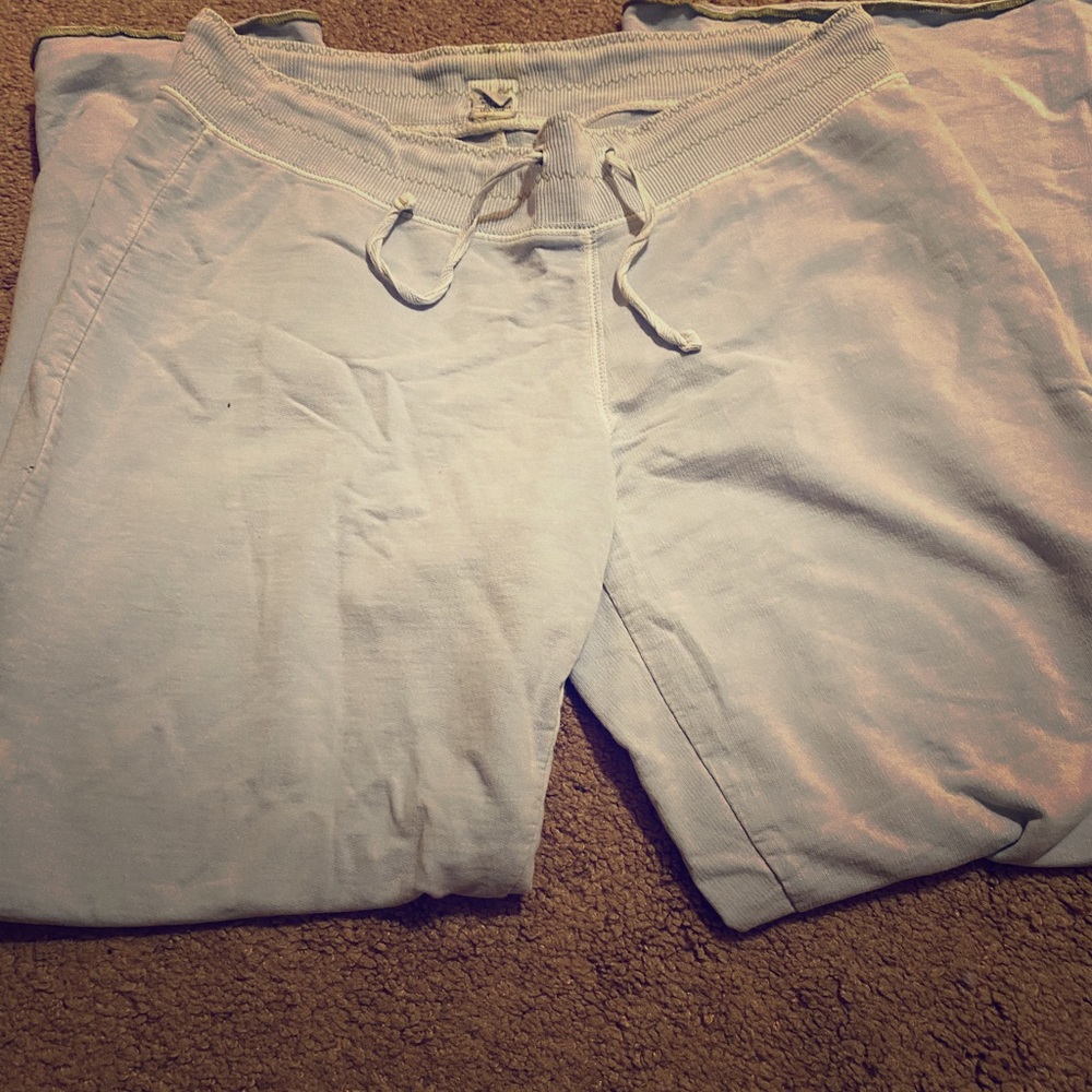 Light blue with small green hem cropped sweats